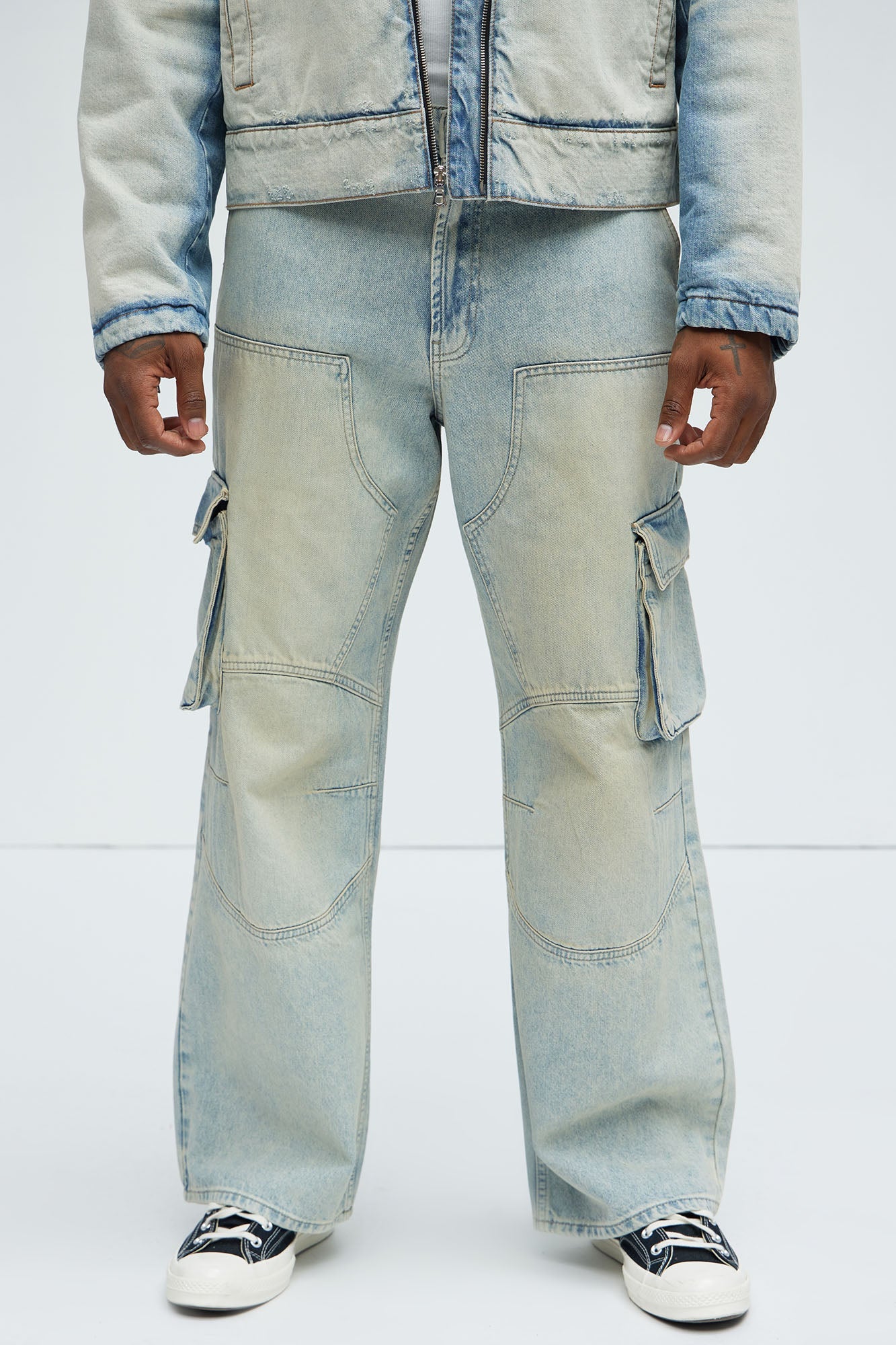 Micah Baggy Moto Jeans - Light Blue Wash