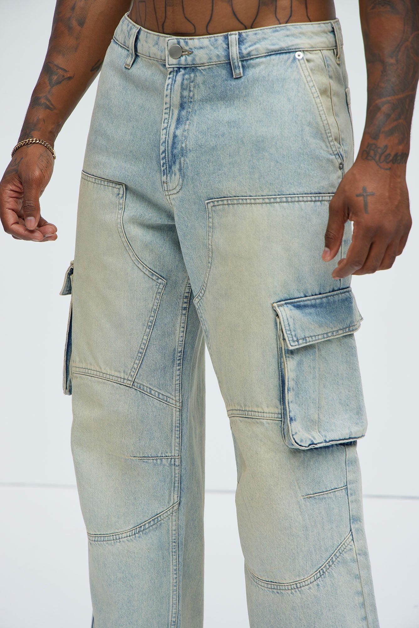 Micah Baggy Moto Jeans - Light Blue Wash