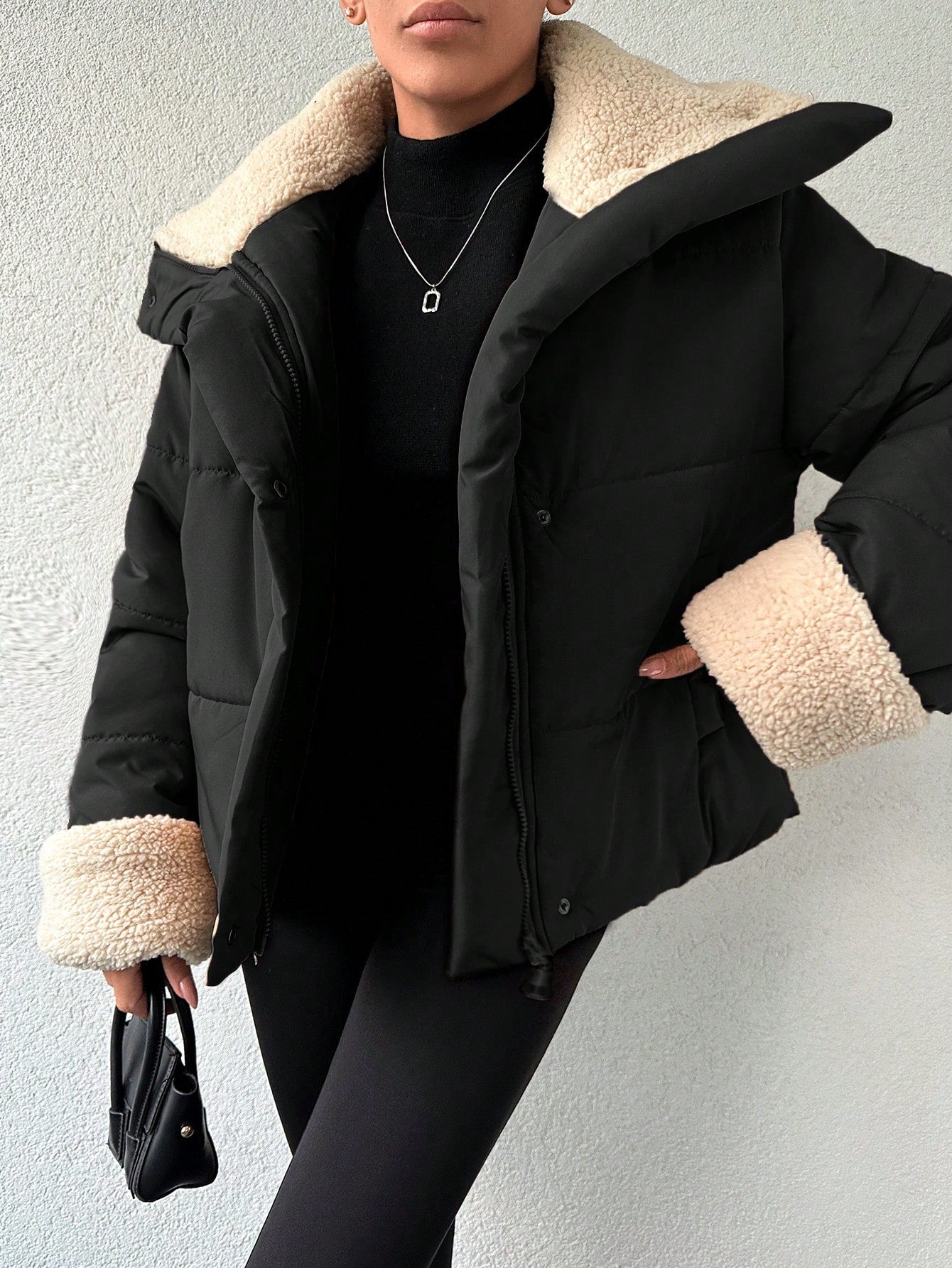 Women's Padded Jacket With Fur Collar