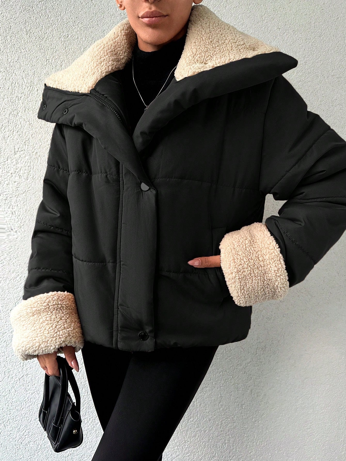 Women's Padded Jacket With Fur Collar