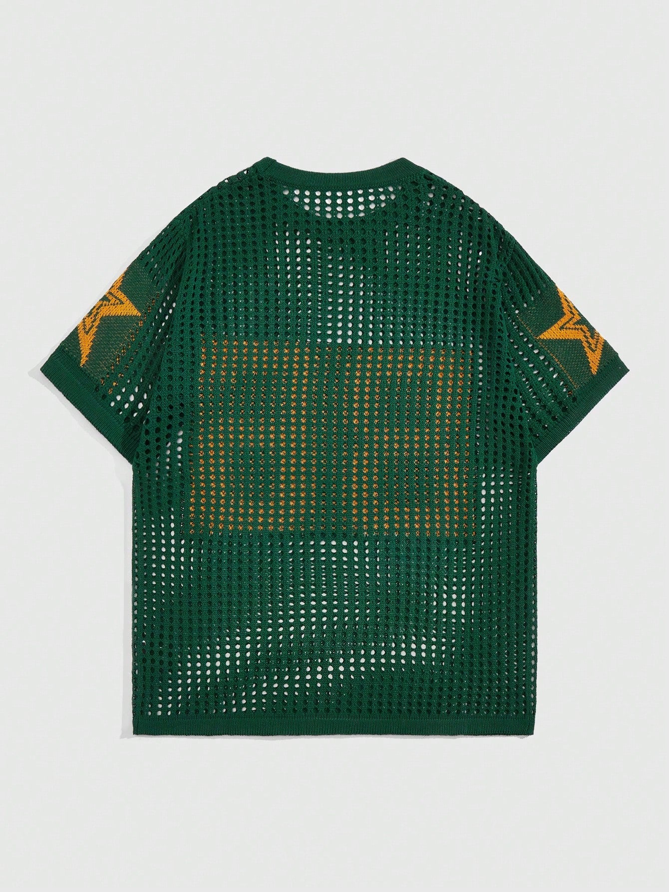 Street Life Men's Summer Casual Color Block Knitted Top With Embossed Star Number And Hollow Out Design, School