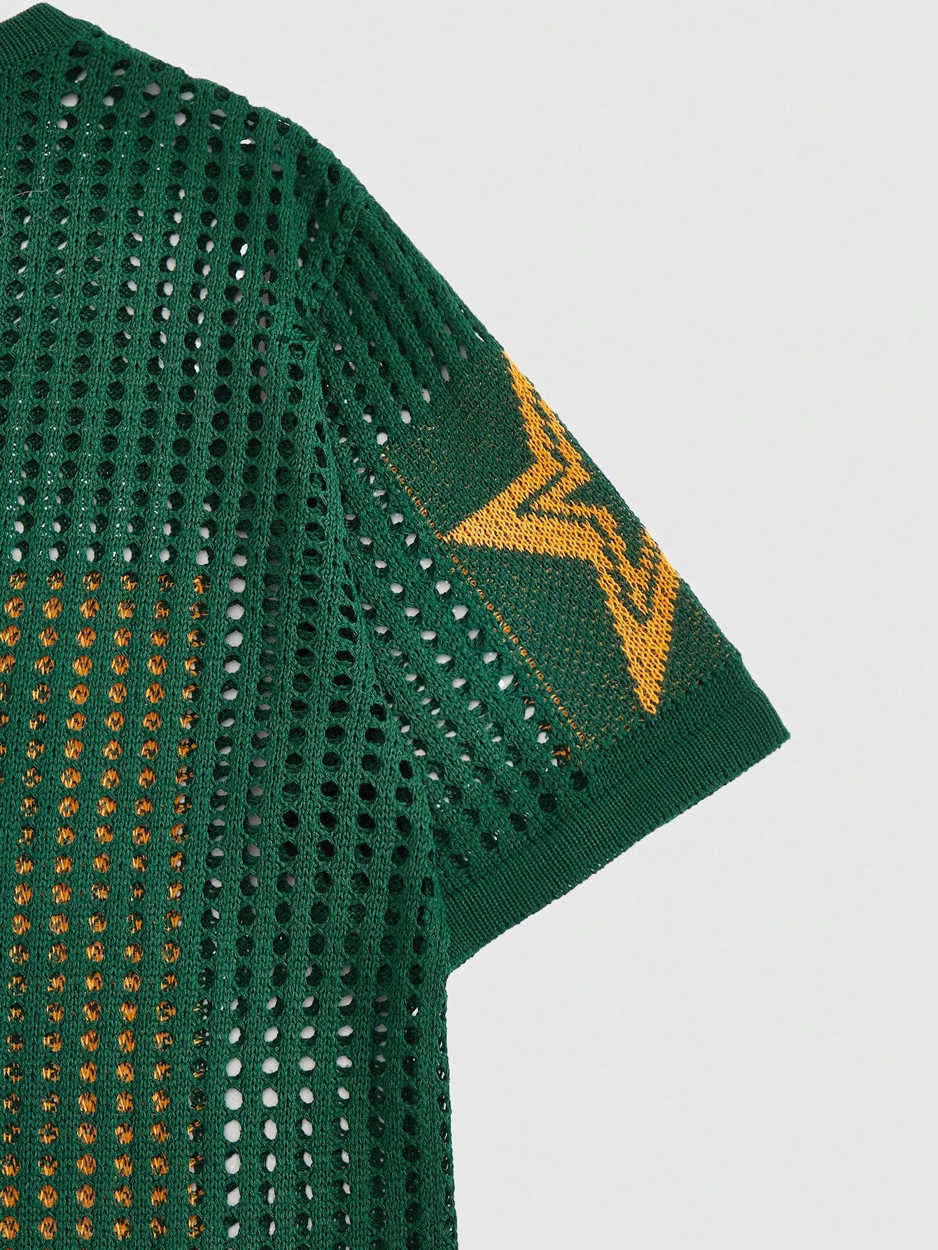 Street Life Men's Summer Casual Color Block Knitted Top With Embossed Star Number And Hollow Out Design, School