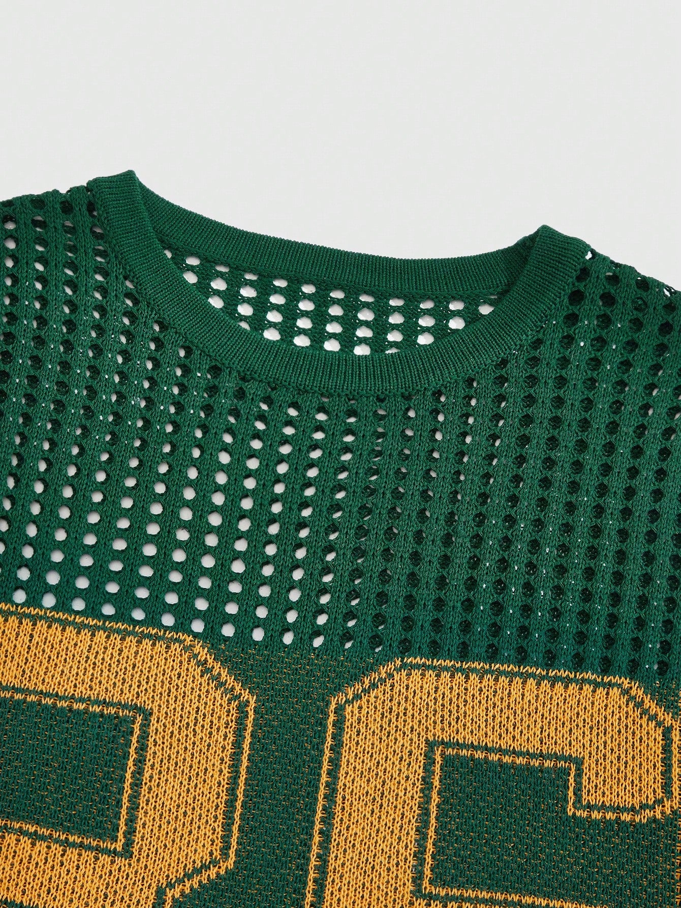 Street Life Men's Summer Casual Color Block Knitted Top With Embossed Star Number And Hollow Out Design, School