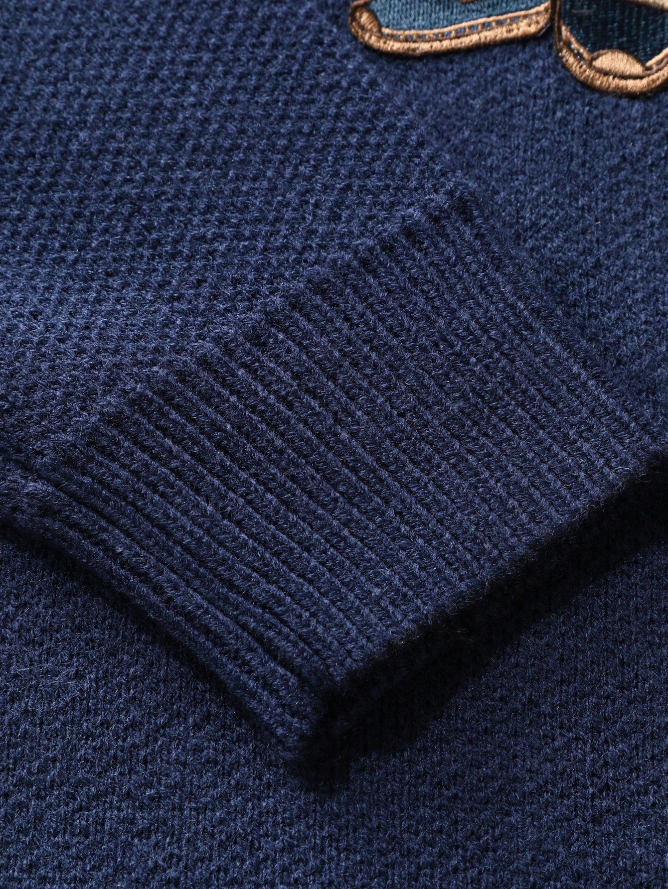 Men's Crew Neck Long Sleeve Royalblue Bear Graphic Casual Pullover Sweater