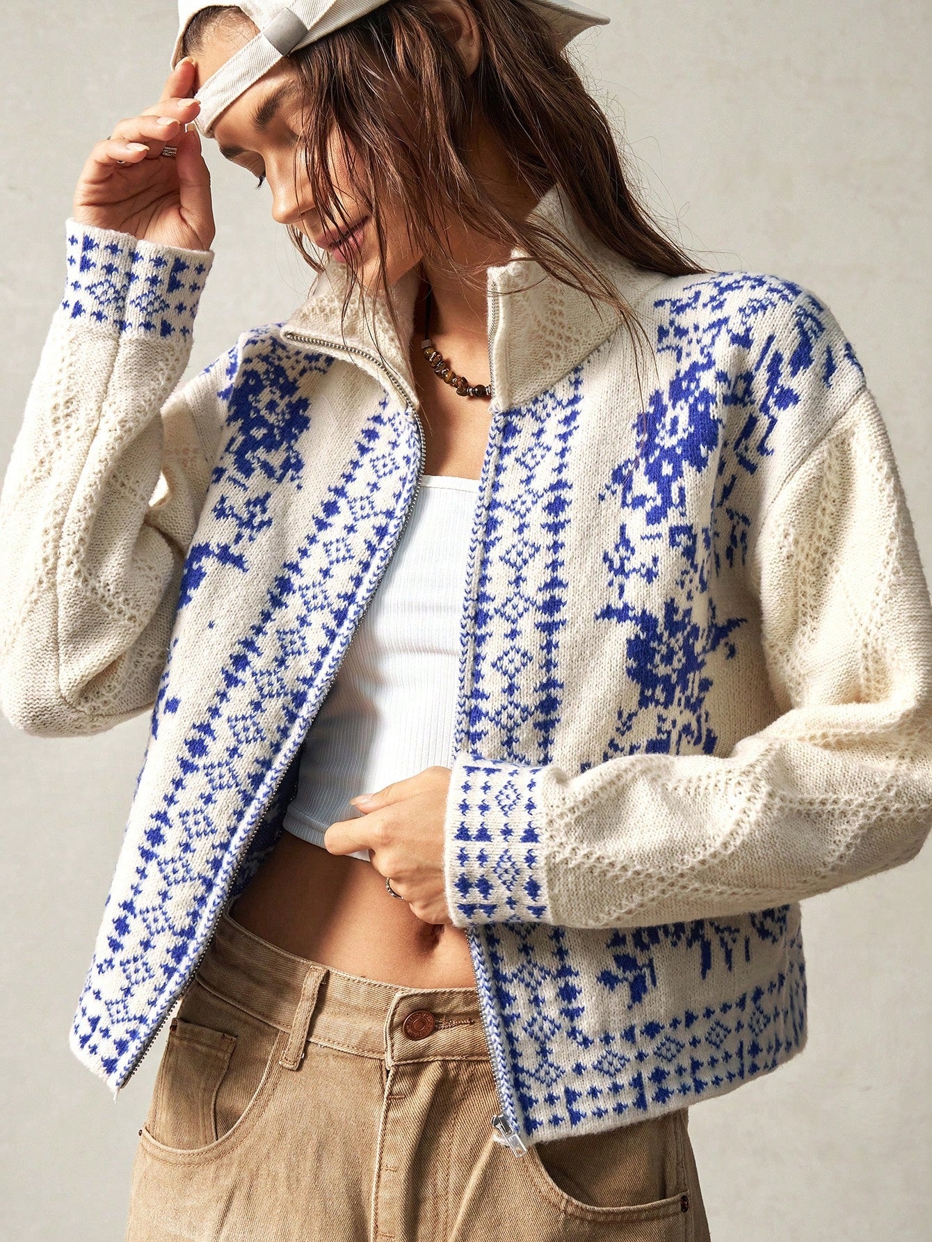 Lust Ladies Vacation Cardigan Turtleneck Sweater