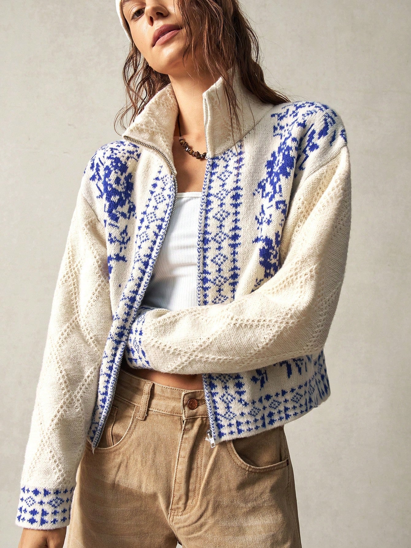 Lust Ladies Vacation Cardigan Turtleneck Sweater