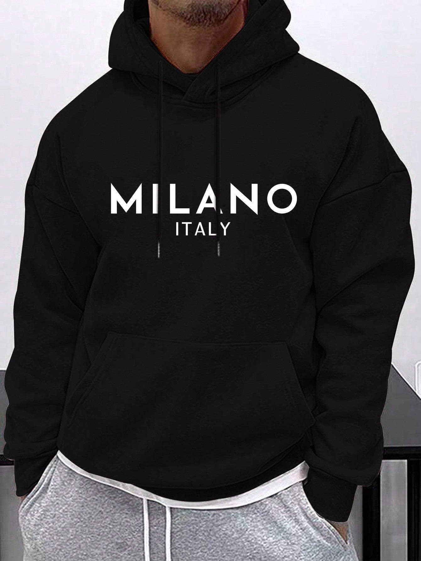 Men Creative Print & Letter Graphic