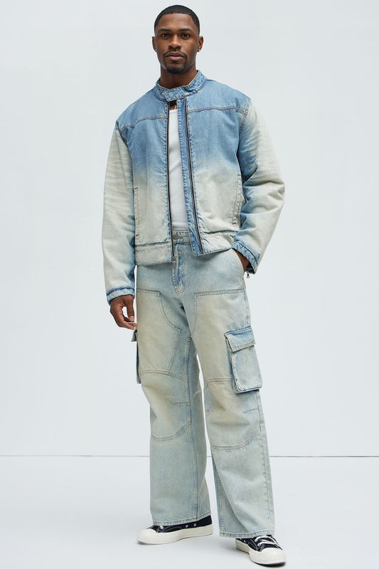 Micah Baggy Moto Jeans - Light Blue Wash