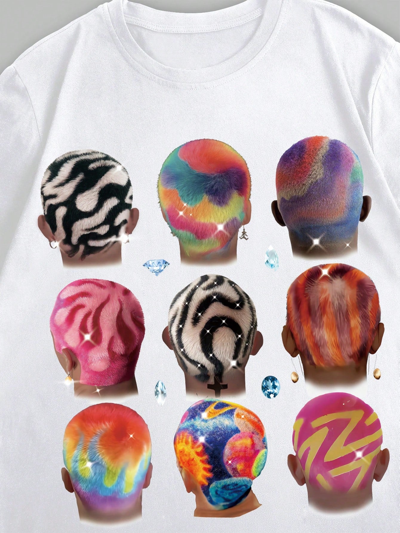 Men's Colorful Skull Print Casual Round Neck Short Sleeve